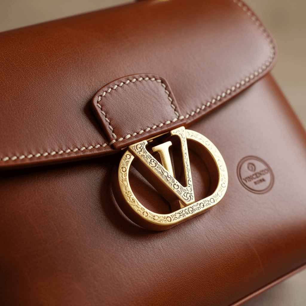 Elegant designer handbag with refined details on a neutral background